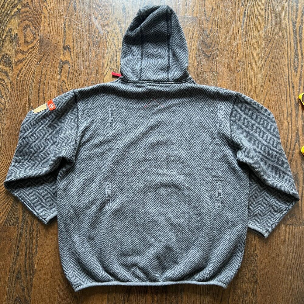 Ecko Unltd The Crucial Pullover Hoodie Sz L Vintage Y2K Gray Herringbone Fleece - Picture 2 of 7